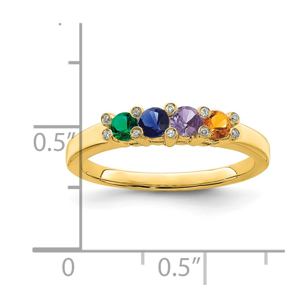 14K Family Jewelry Genuine Stone & Diamond Set Ring