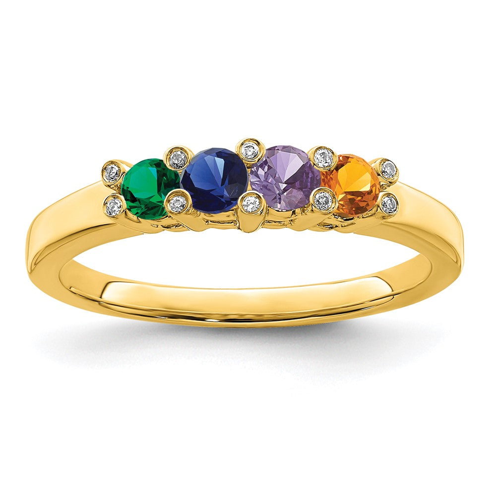 14K Family Jewelry Genuine Stone & Diamond Set Ring