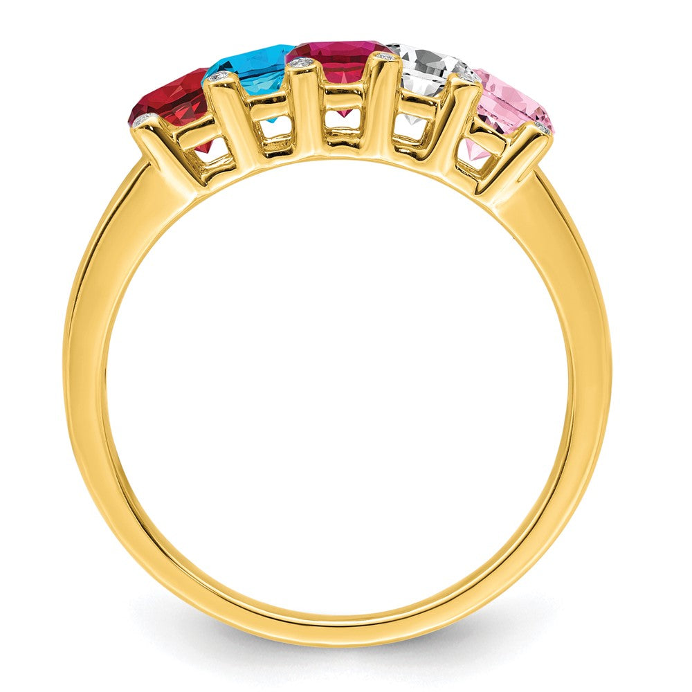 14K Family Jewelry Synthetic Stone & Diamond Set Ring
