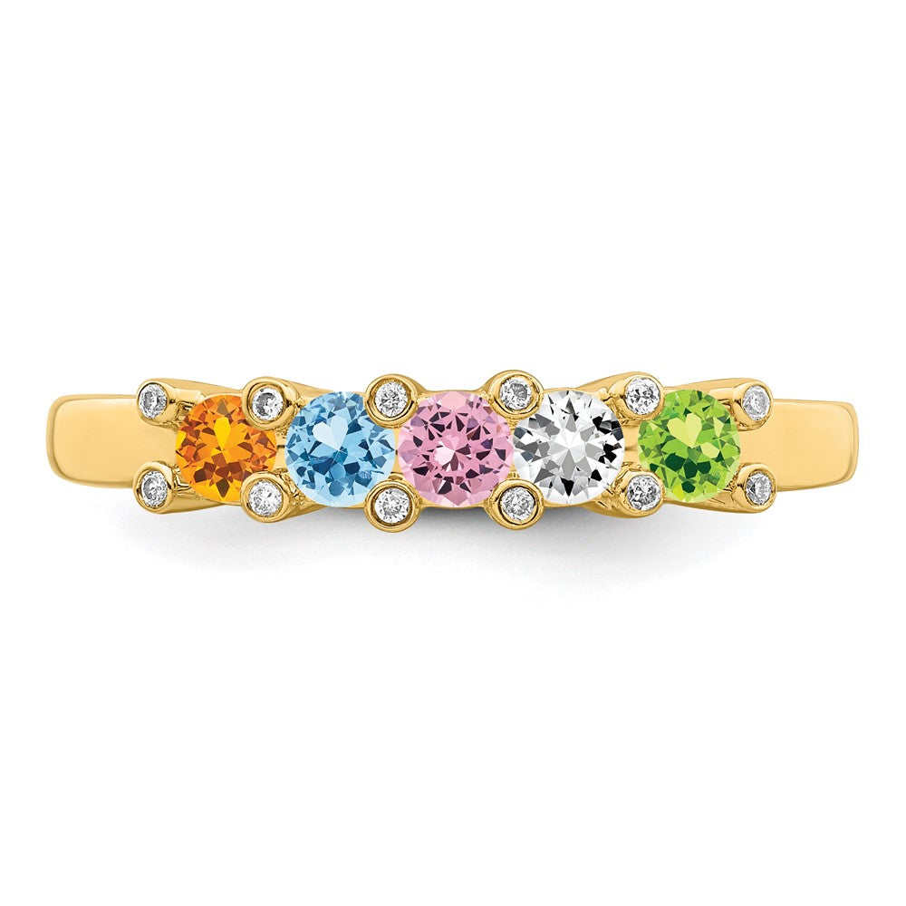 14K Family Jewelry Synthetic Stone & Diamond Set Ring