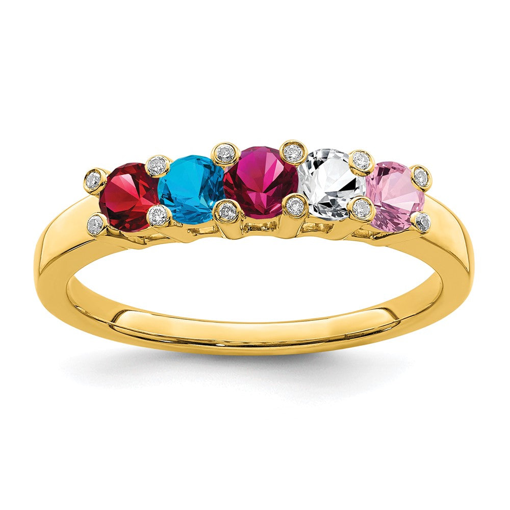 14K Family Jewelry Genuine Stone & Diamond Set Ring