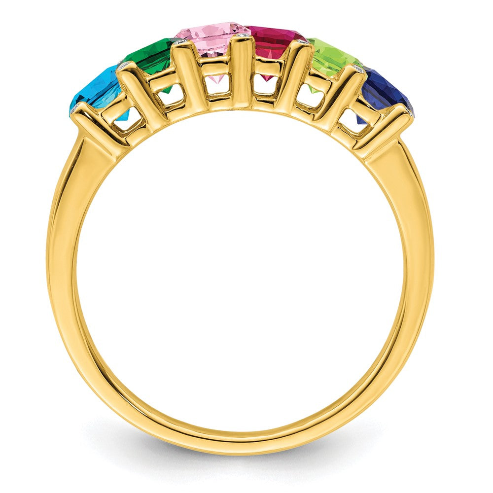 14K Family Jewelry Synthetic Stone & Diamond Set Ring