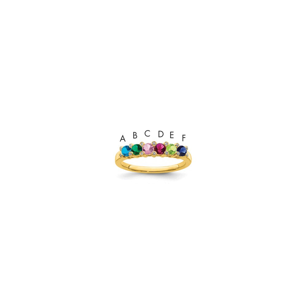 14K Family Jewelry Synthetic Stone & Diamond Set Ring