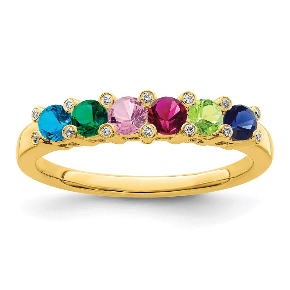 14K Family Jewelry Synthetic Stone & Diamond Set Ring