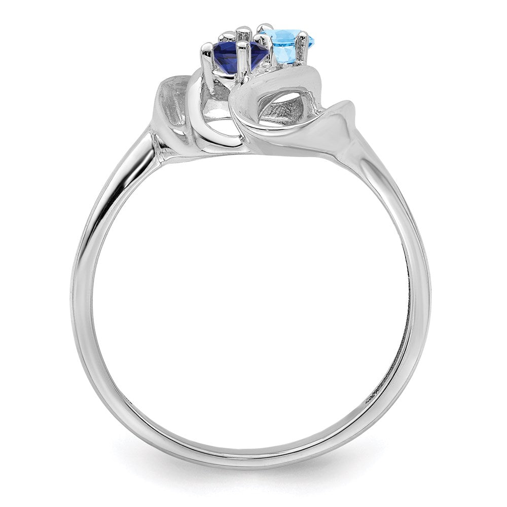 14k White Gold Synthetic Family Jewelry Ring