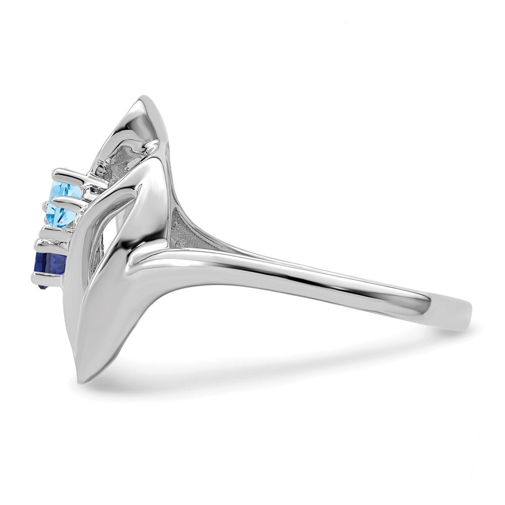 14k White Gold Synthetic Family Jewelry Ring