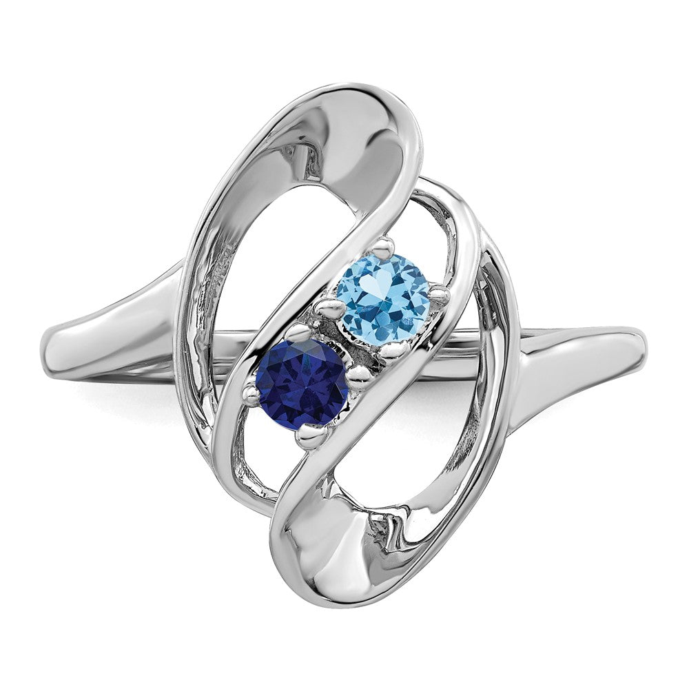 14k White Gold Synthetic Family Jewelry Ring