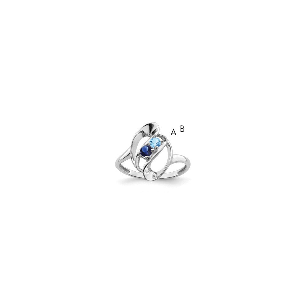 14k White Gold Synthetic Family Jewelry Ring