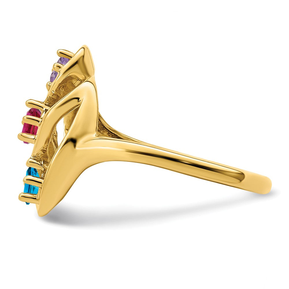 14k Polished 3-Stone Mothers Ring Mounting