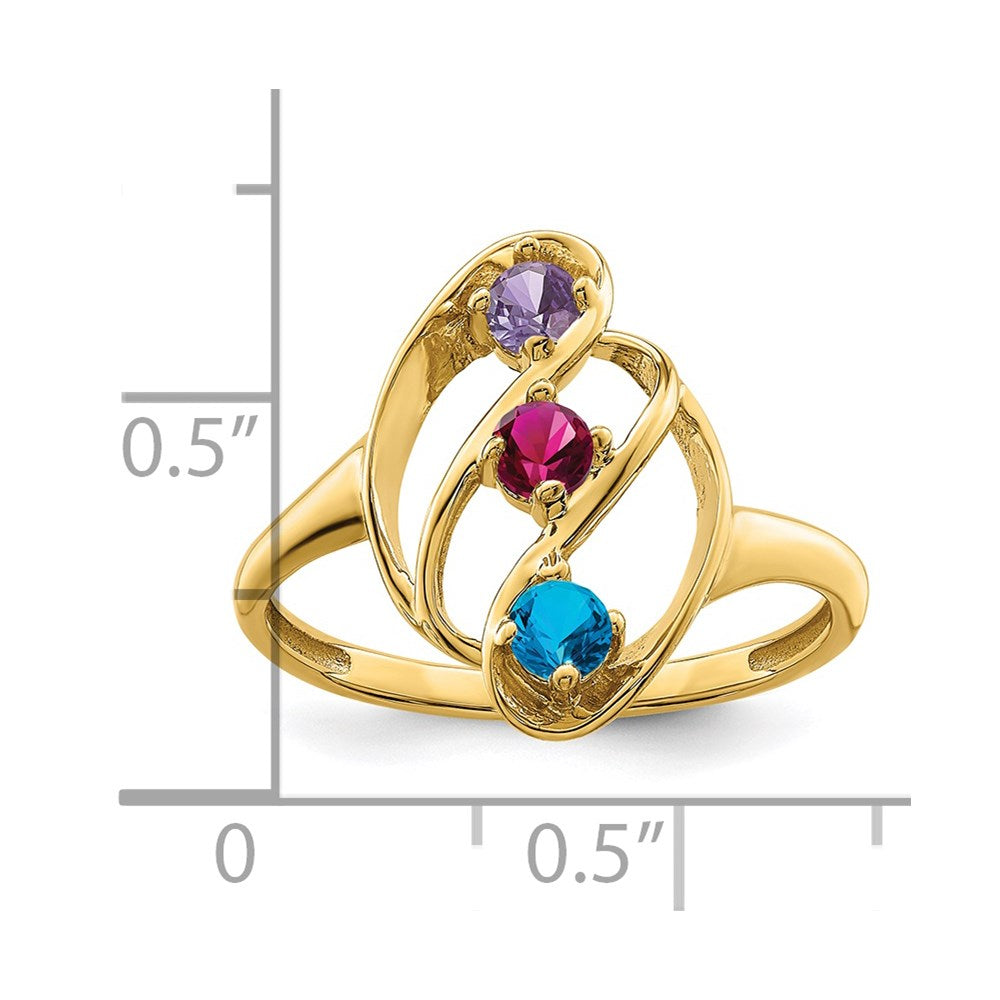 14k Synthetic Family Jewelry Ring