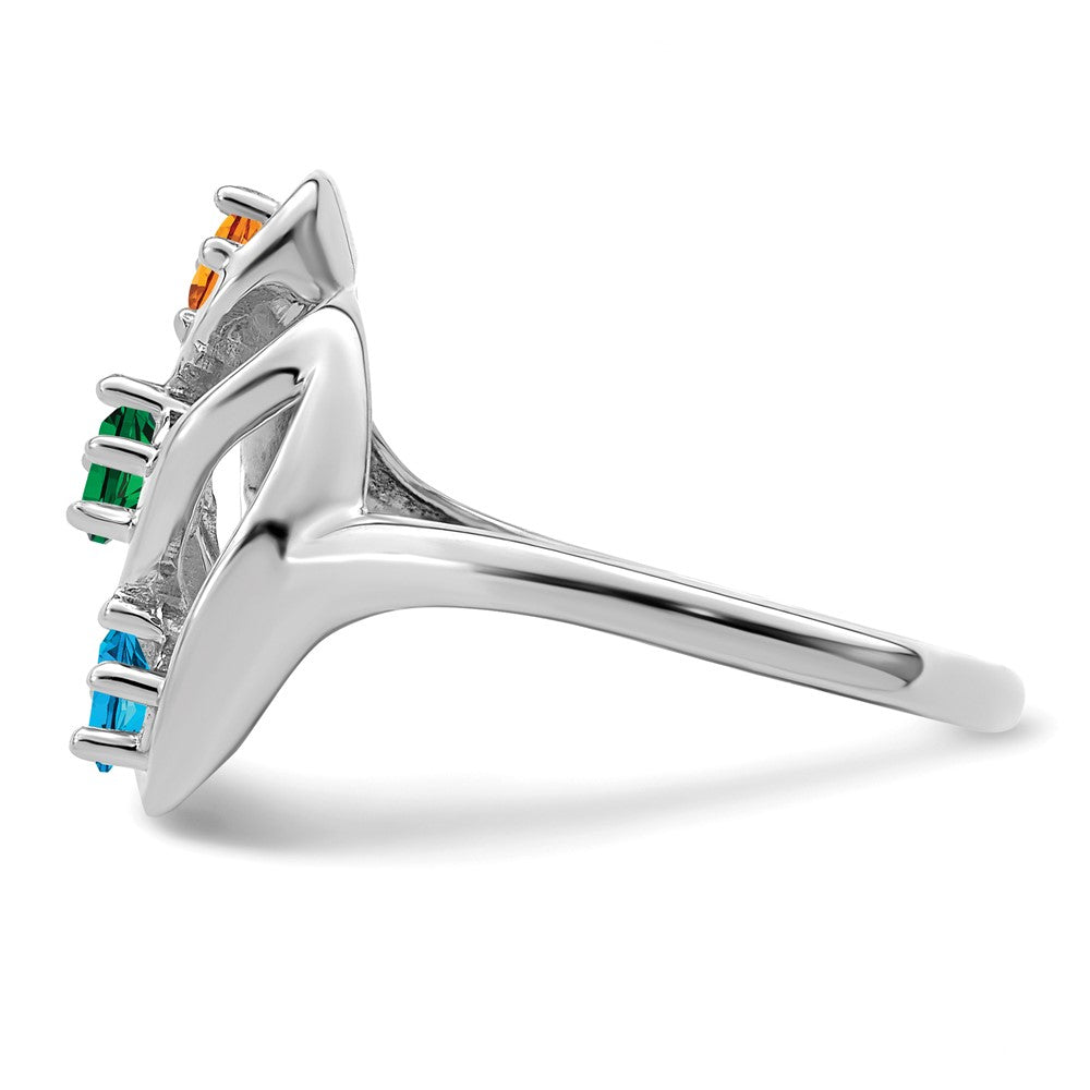 14k White Gold Synthetic Family Jewelry Ring