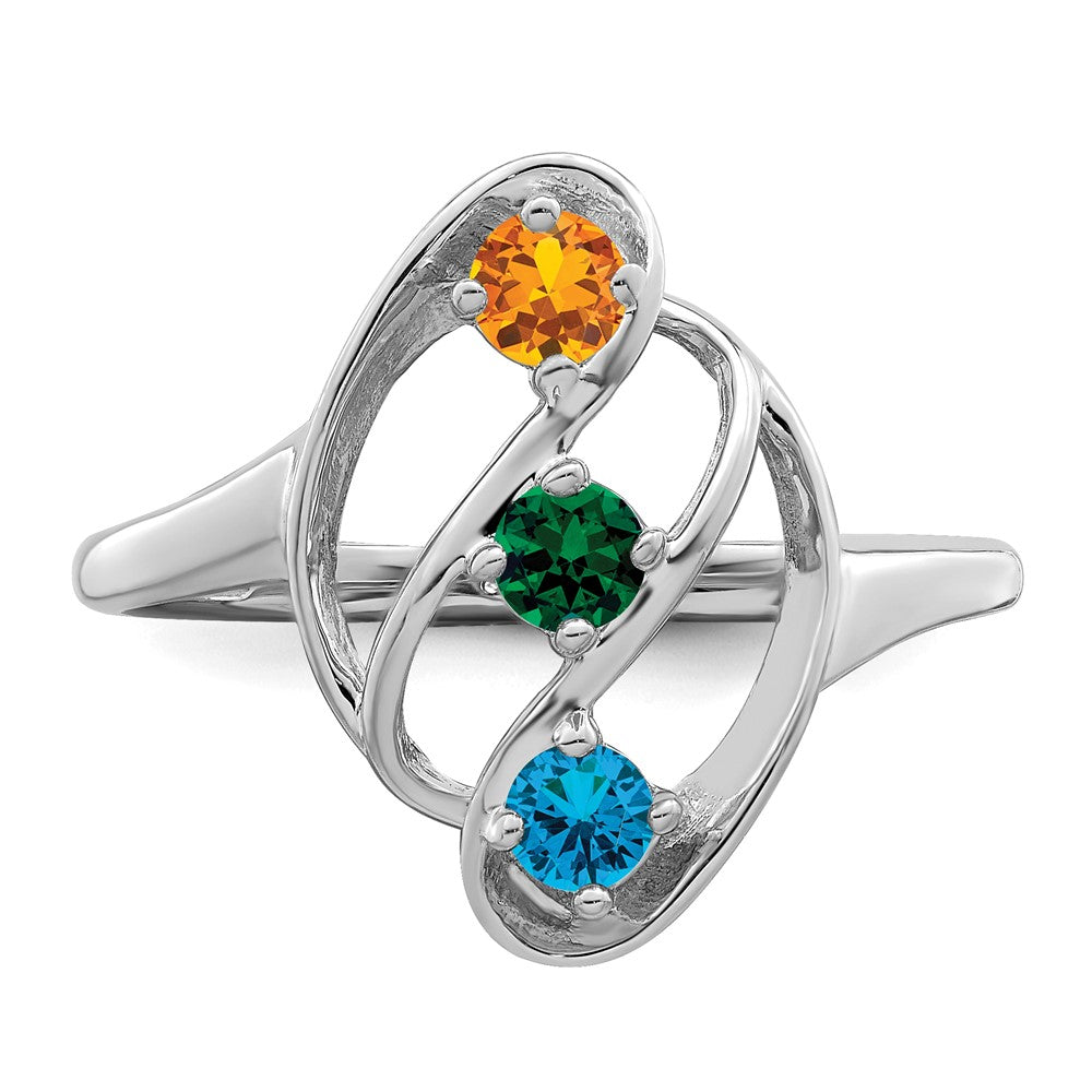 14k White Gold Synthetic Family Jewelry Ring
