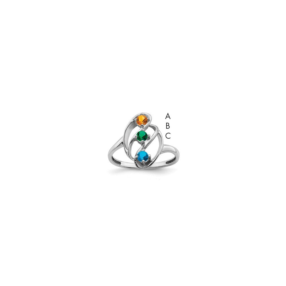 14k White Gold Synthetic Family Jewelry Ring