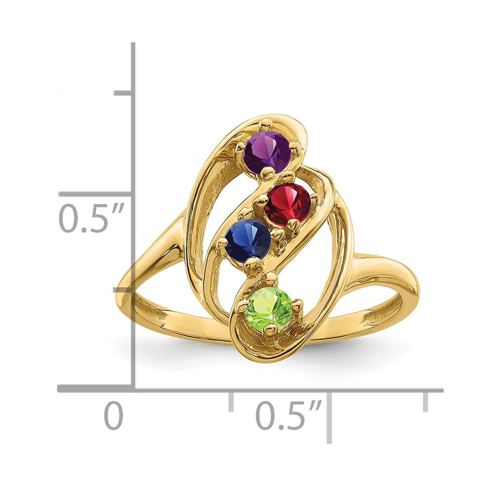 14k Synthetic Family Jewelry Ring