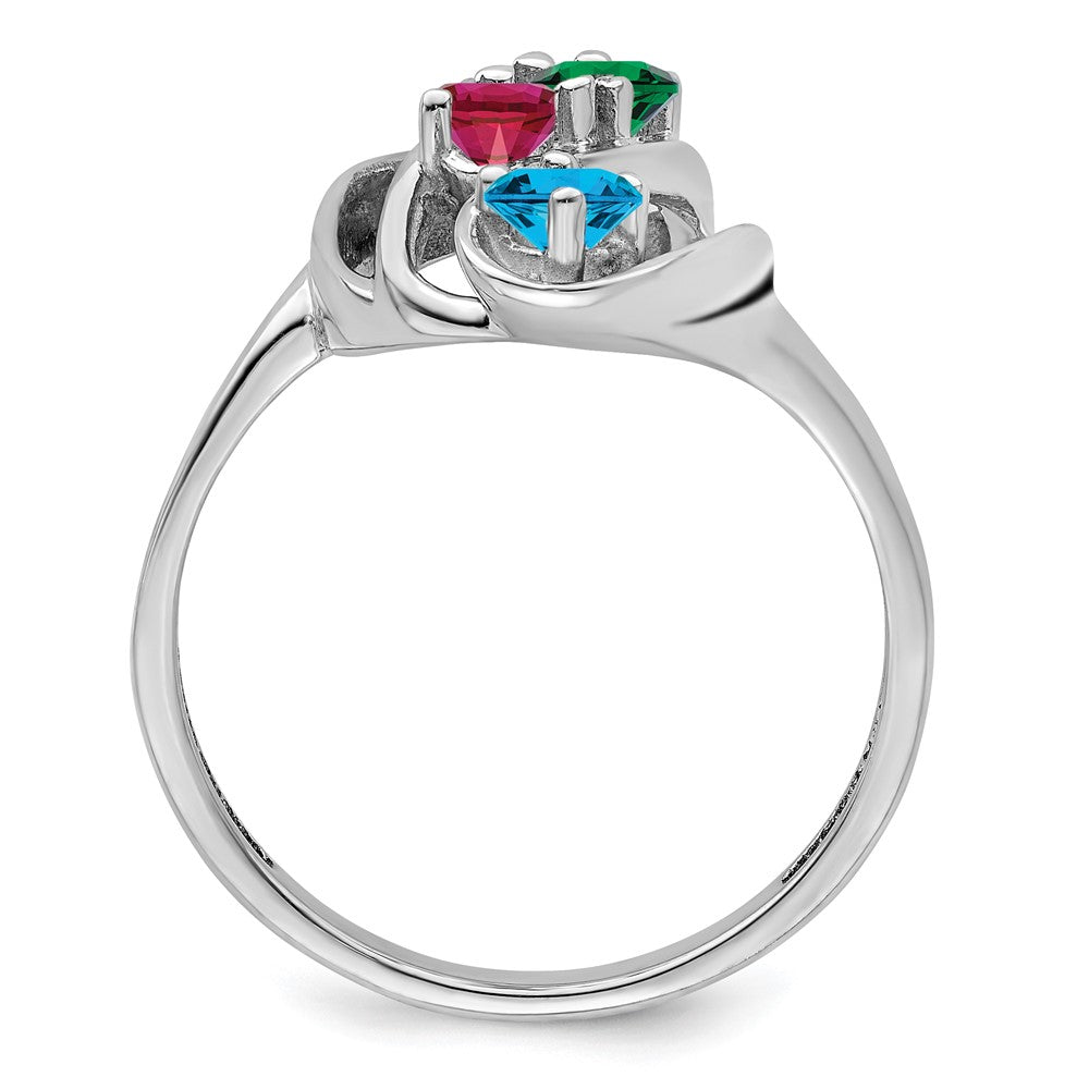 14k White Gold Polished 4-Stone Mothers Ring Mounting