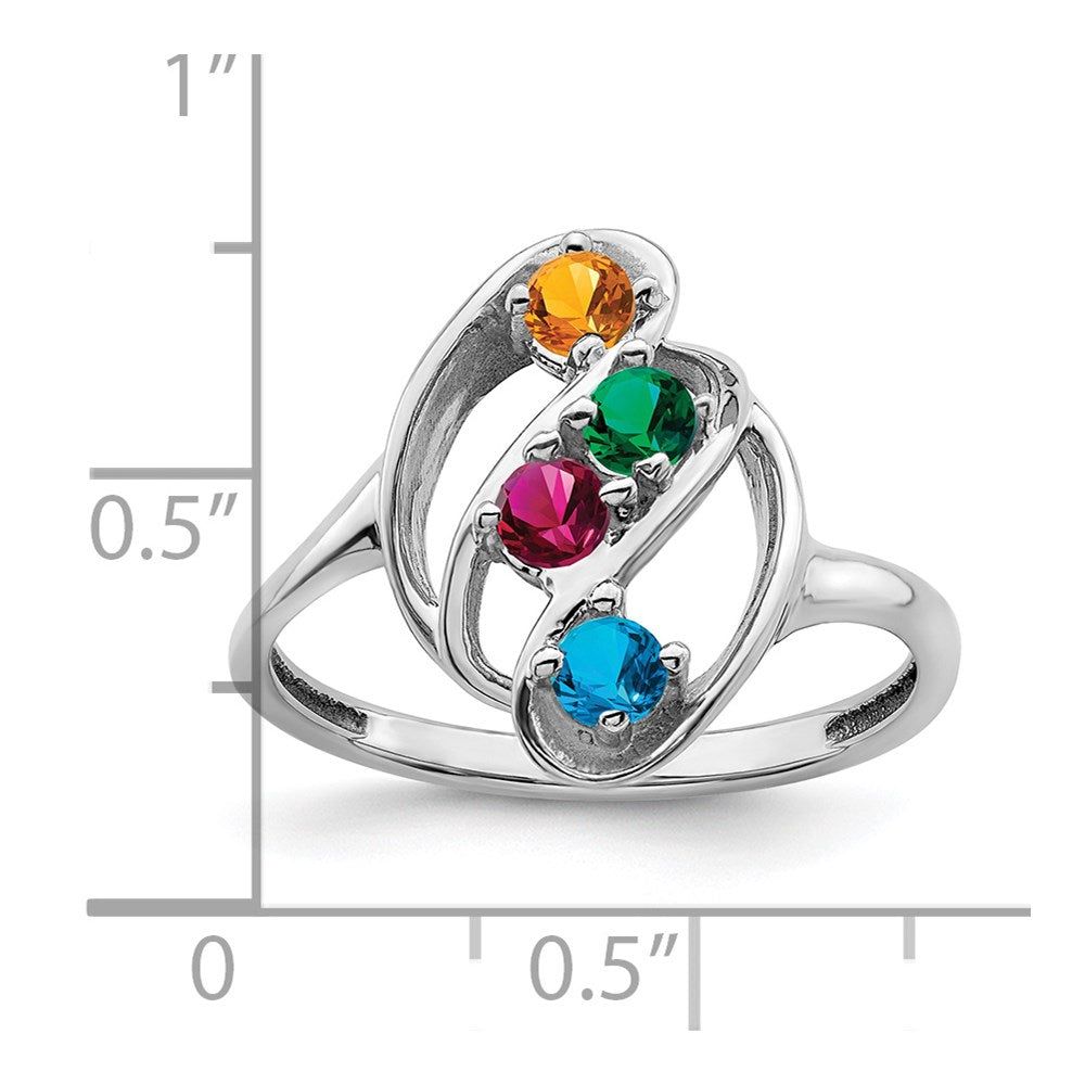 14k White Gold Synthetic Family Jewelry Ring