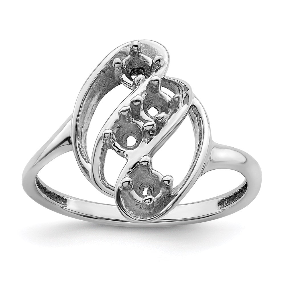 14k White Gold Genuine 4 Stone Mother's Ring