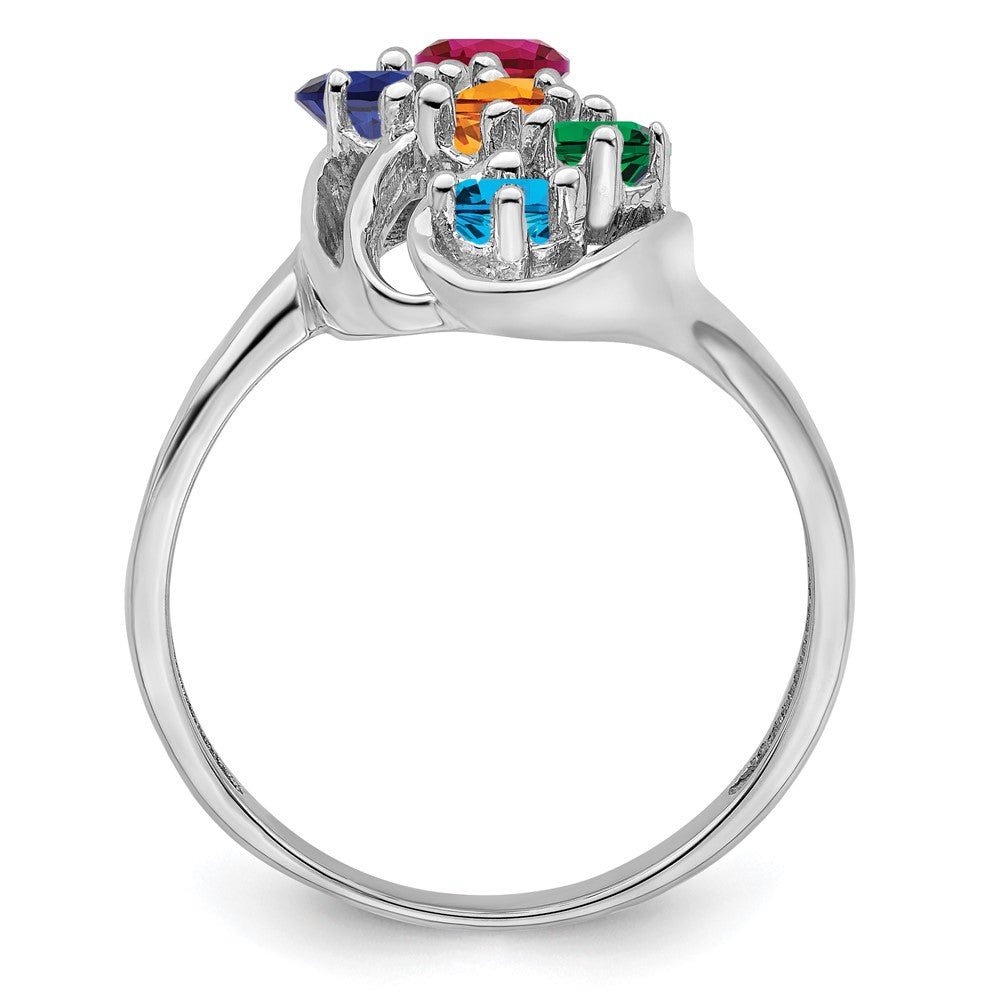 14k White Gold Polished 5-Stone Mothers Ring Mounting