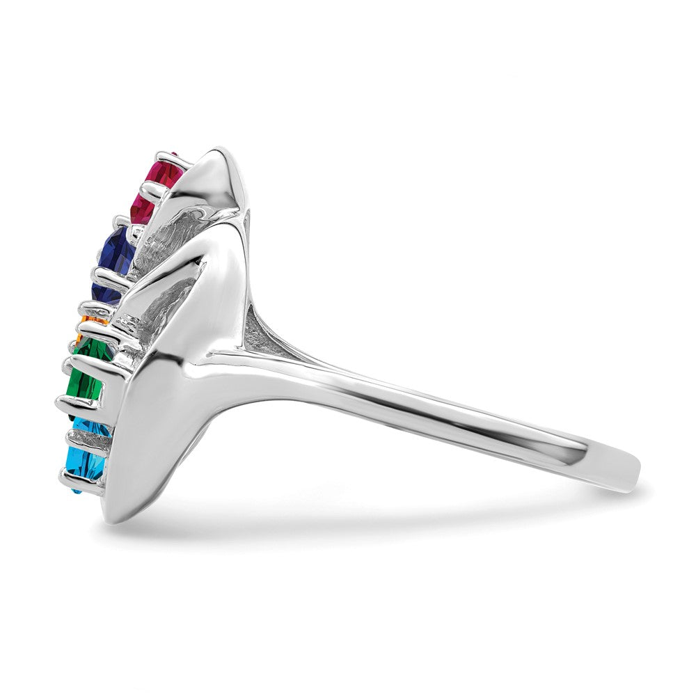 14k White Gold 3mm Synthetic Family Jewelry Ring
