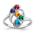 14k White Gold Polished 5-Stone Mothers Ring Mounting
