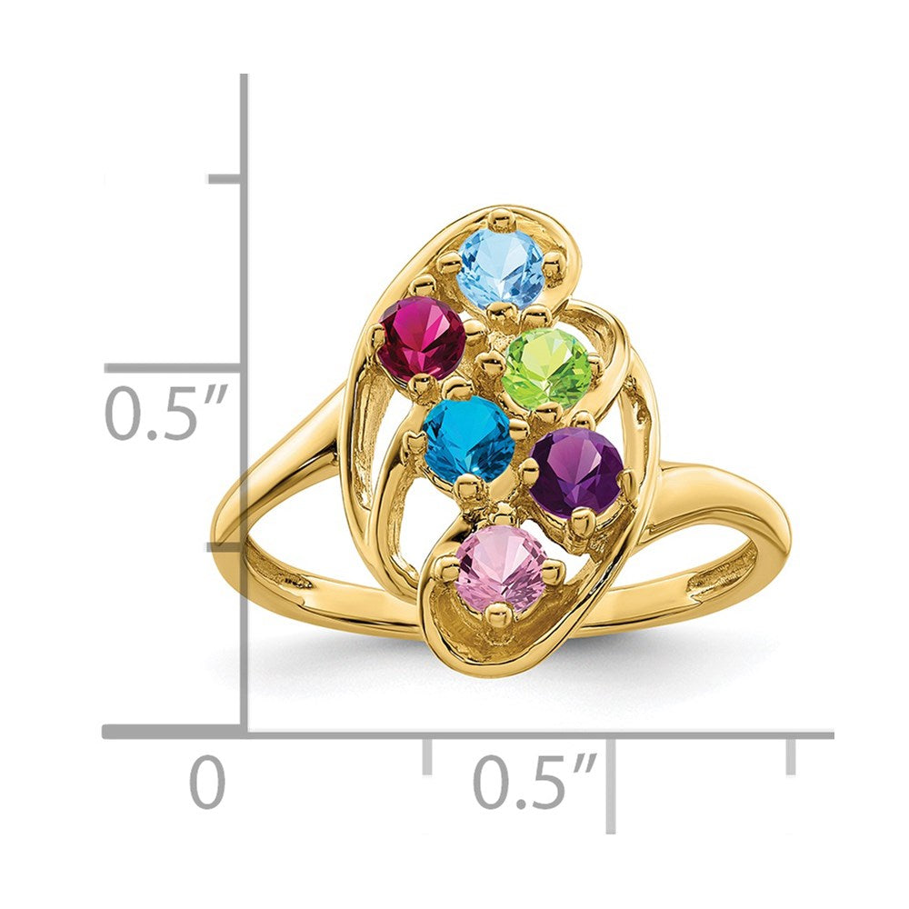 14k Polished 6-Stone Mothers Ring Mounting