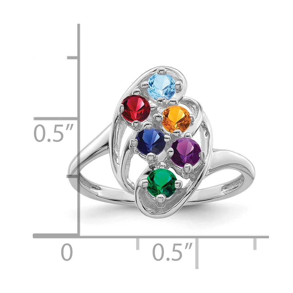 14k White Gold Synthetic Family Jewelry Ring