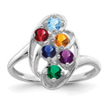 14k White Gold Polished 6-Stone Mothers Ring Mounting
