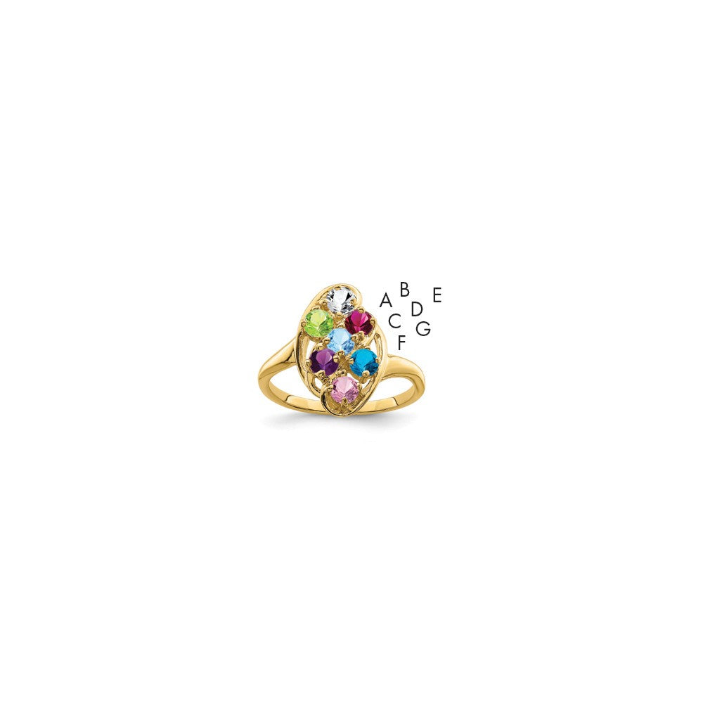 14k Synthetic Family Jewelry Ring