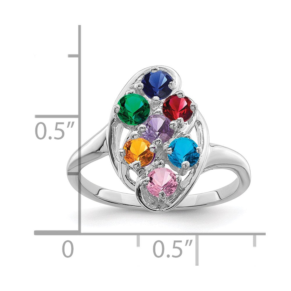 14k White Gold Synthetic Family jewelry ring