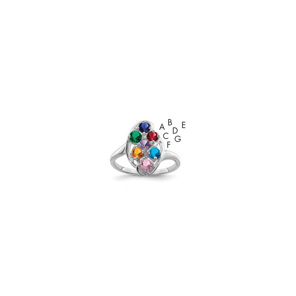 14k White Gold Polished 7-Stone Mothers Ring Mounting