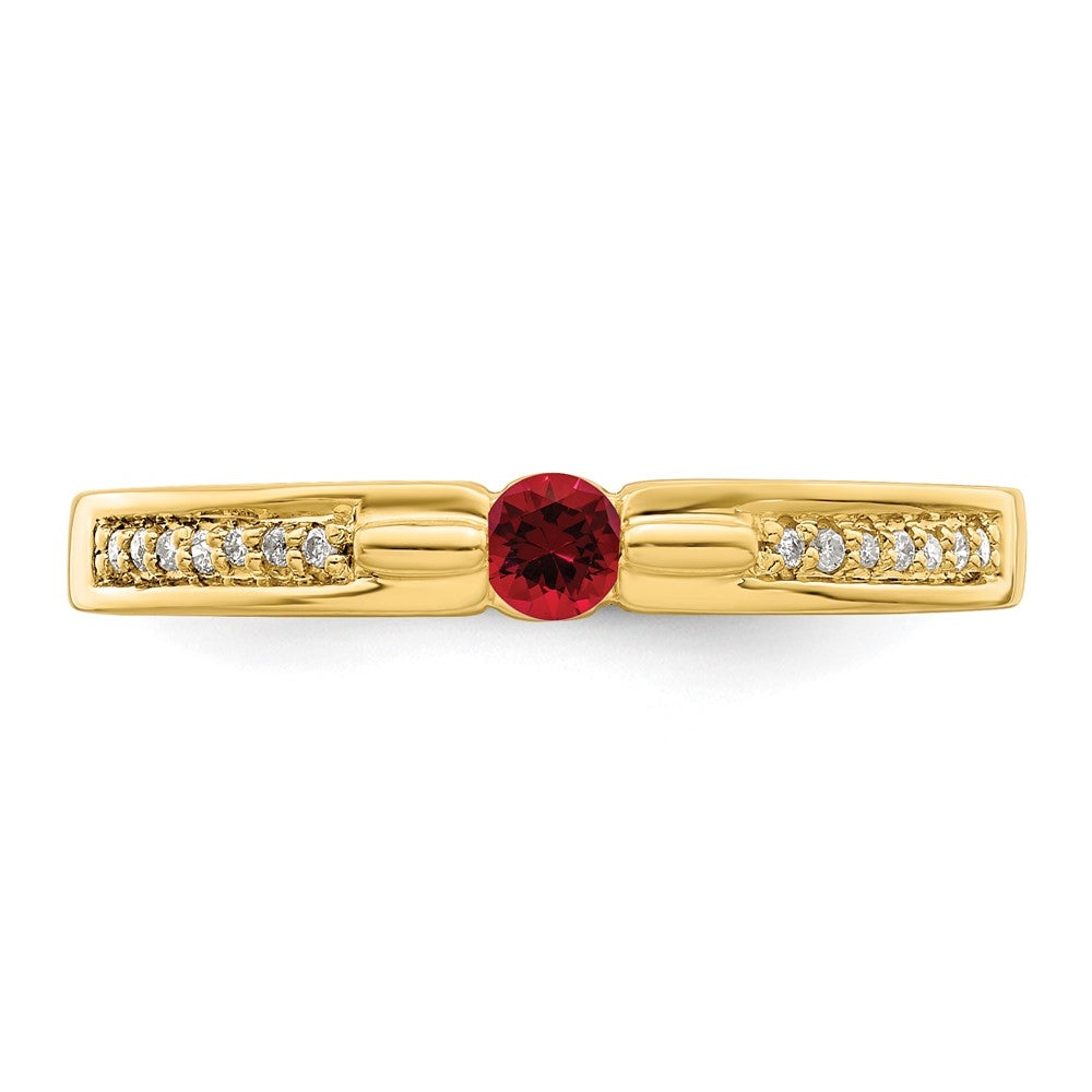 14K Family Jewelry Synthetic Stone & Diamond Set Ring