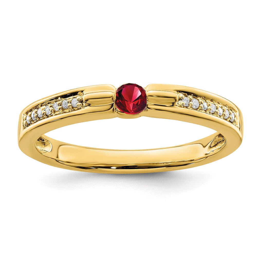 14K Family Jewelry Synthetic Stone & Diamond Set Ring