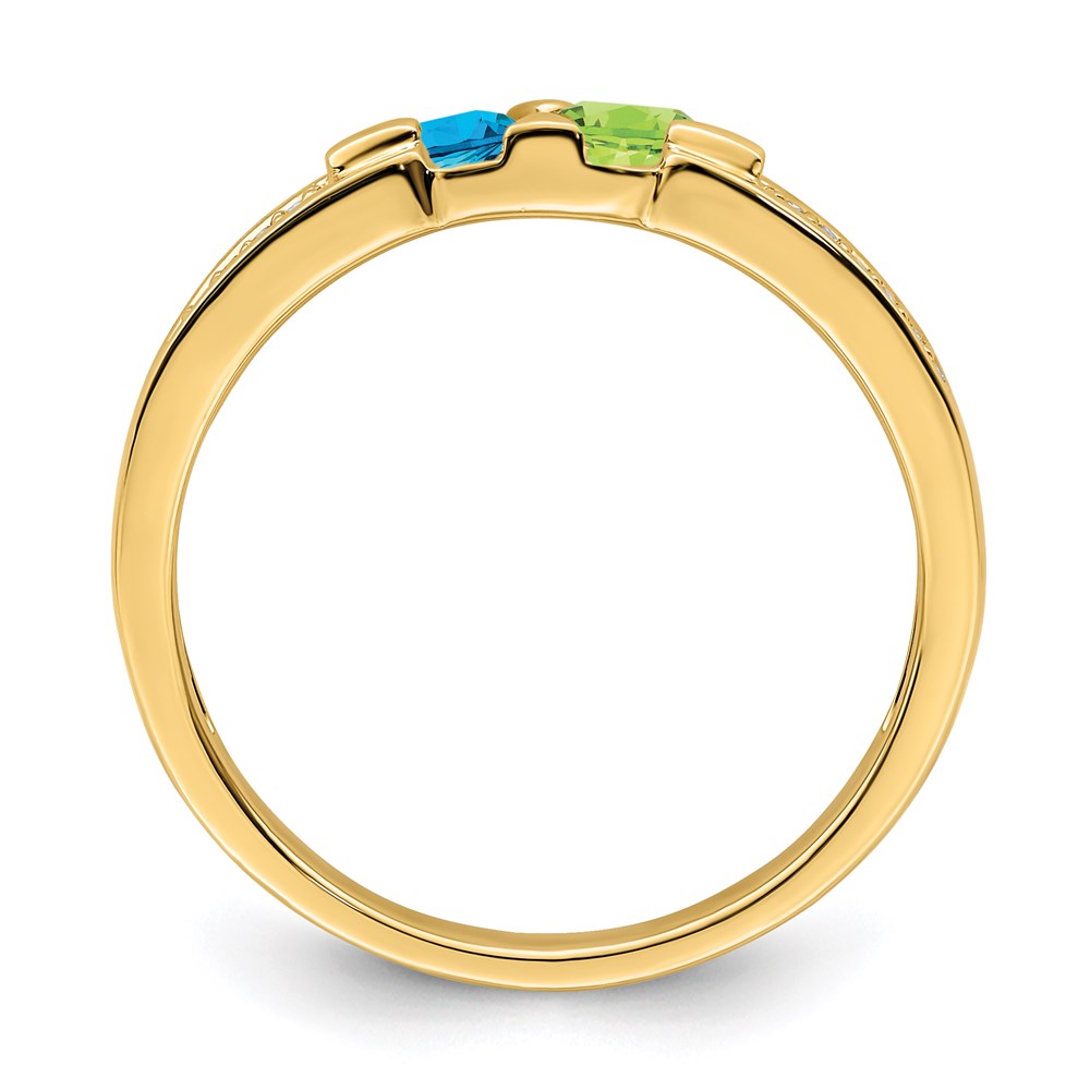 14K Family Jewelry Synthetic Stone & Diamond Set Ring