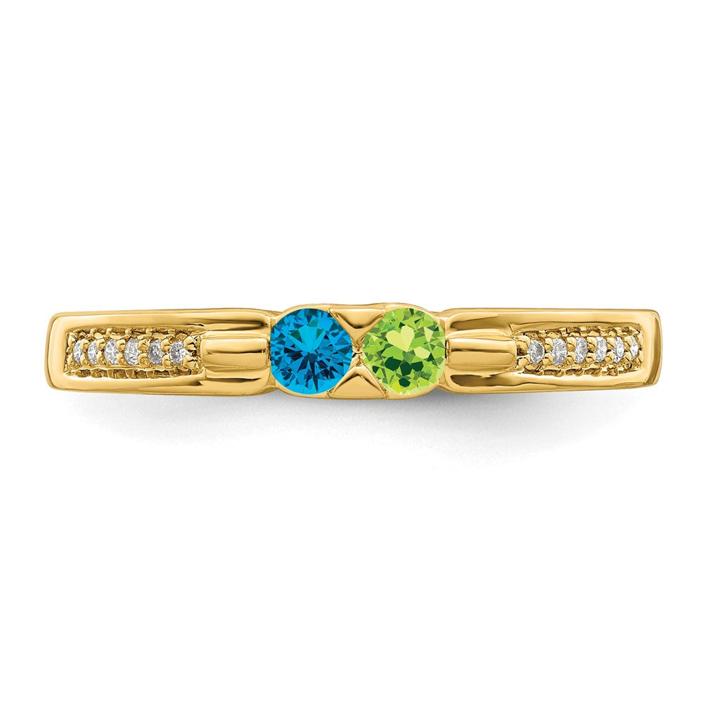 14K Family Jewelry Synthetic Stone & Diamond Set Ring