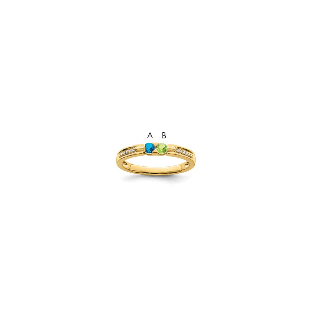 14K Family Jewelry Synthetic Stone & Diamond Set Ring