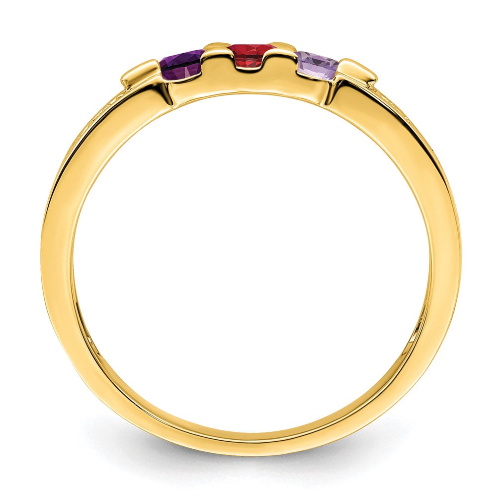 14K Family Jewelry Synthetic Stone & Diamond Set Ring