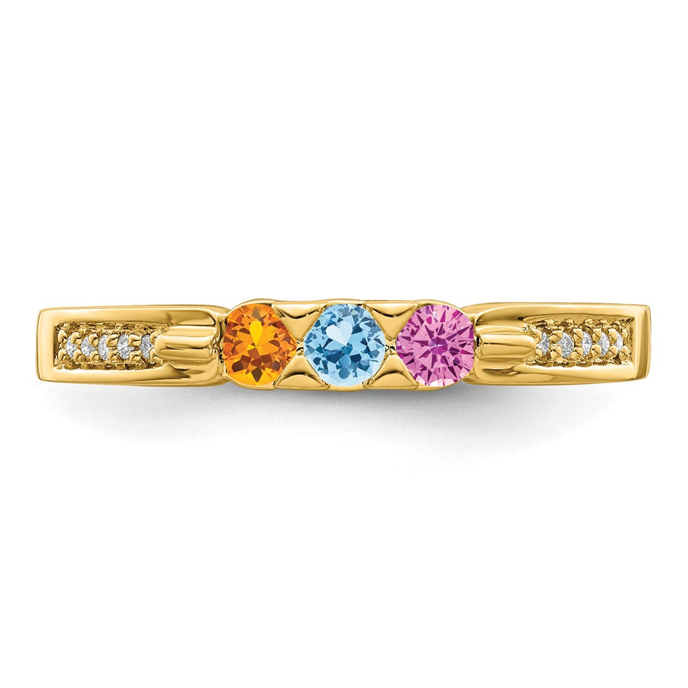14K Family Jewelry Genuine Stone & Diamond Set Ring