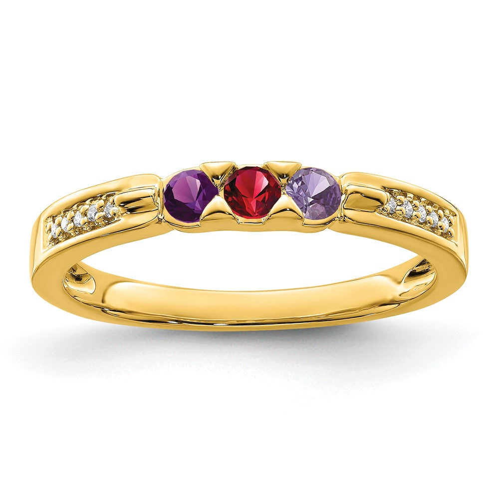 14K Family Jewelry Genuine Stone & Diamond Set Ring