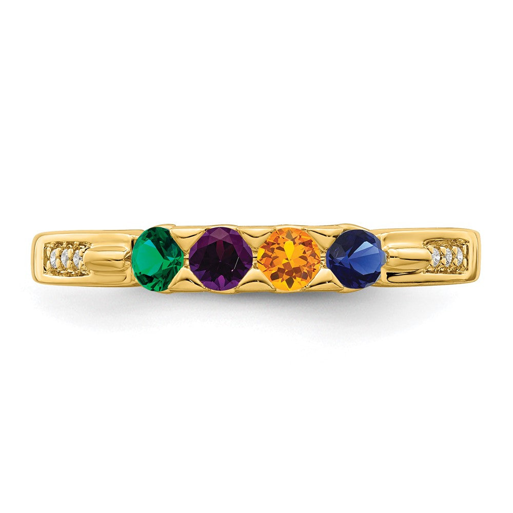 14K Family Jewelry Synthetic Stone & Diamond Set Ring
