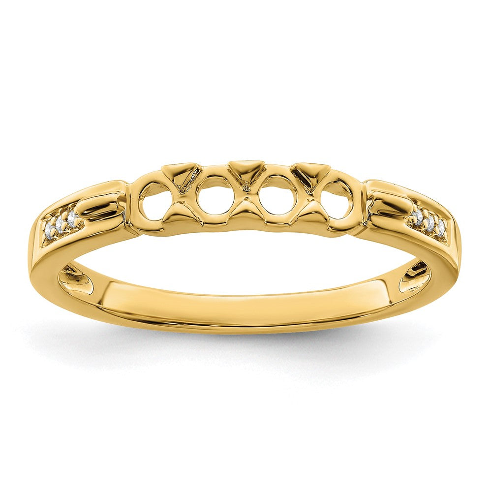 14K Family Jewelry Synthetic Stone & Diamond Set Ring