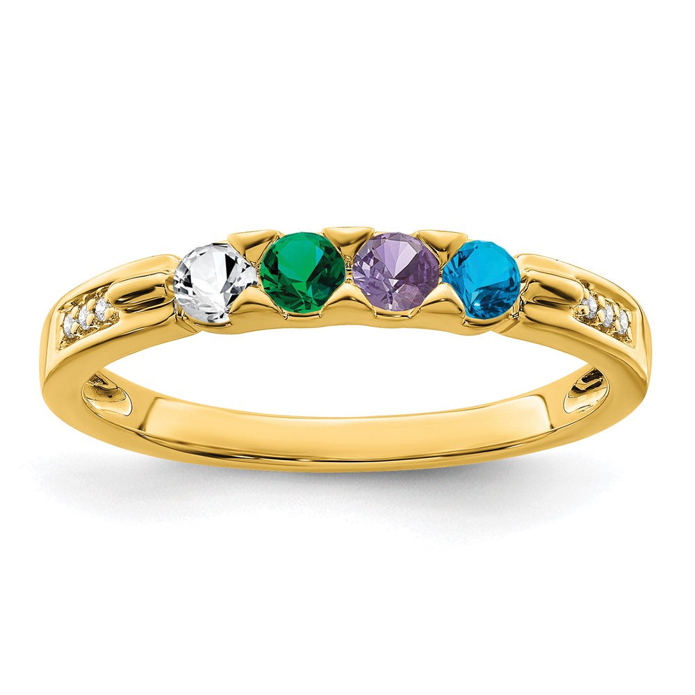 14K Family Jewelry Synthetic Stone & Diamond Set Ring