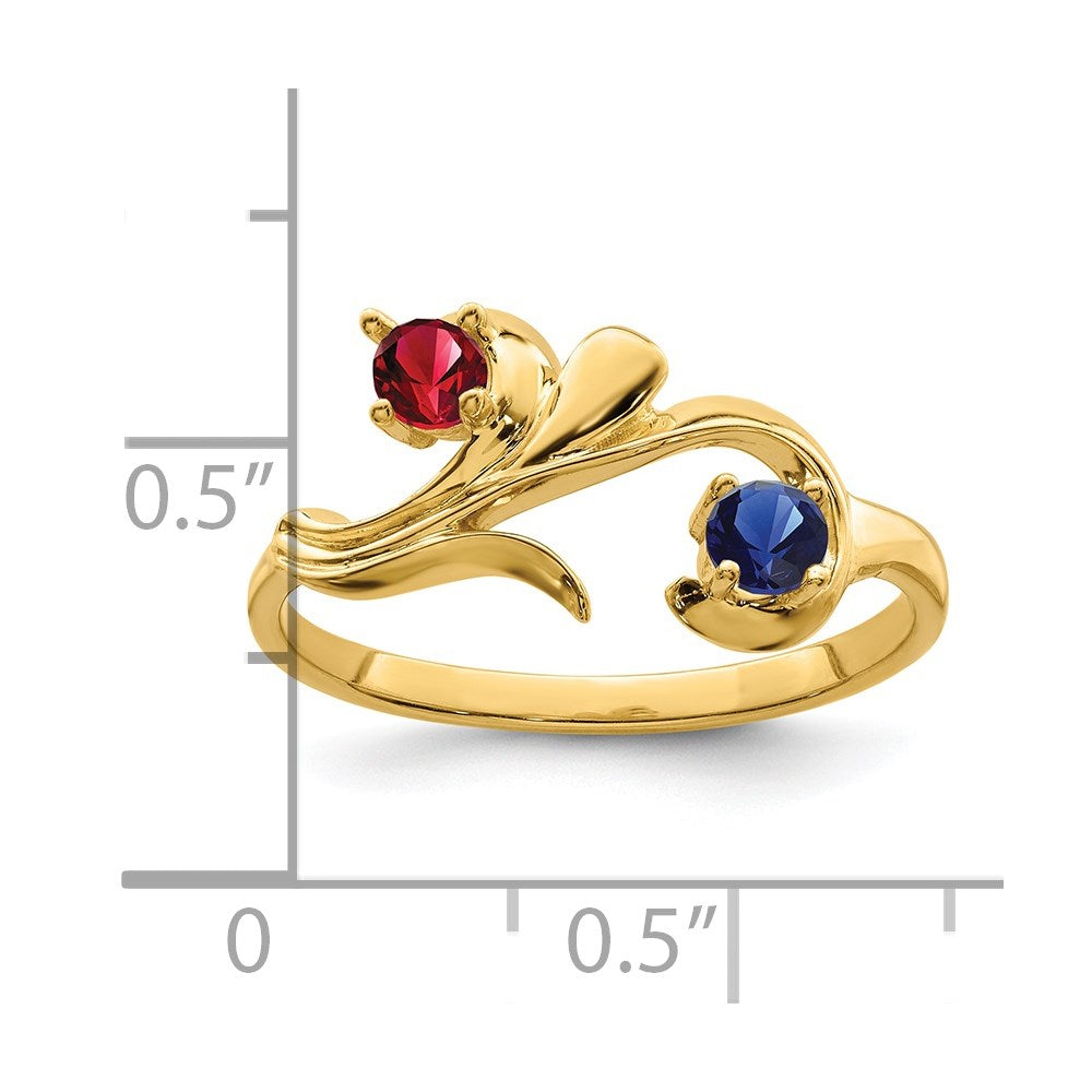 14k Genuine 2 Stone Mother's Ring
