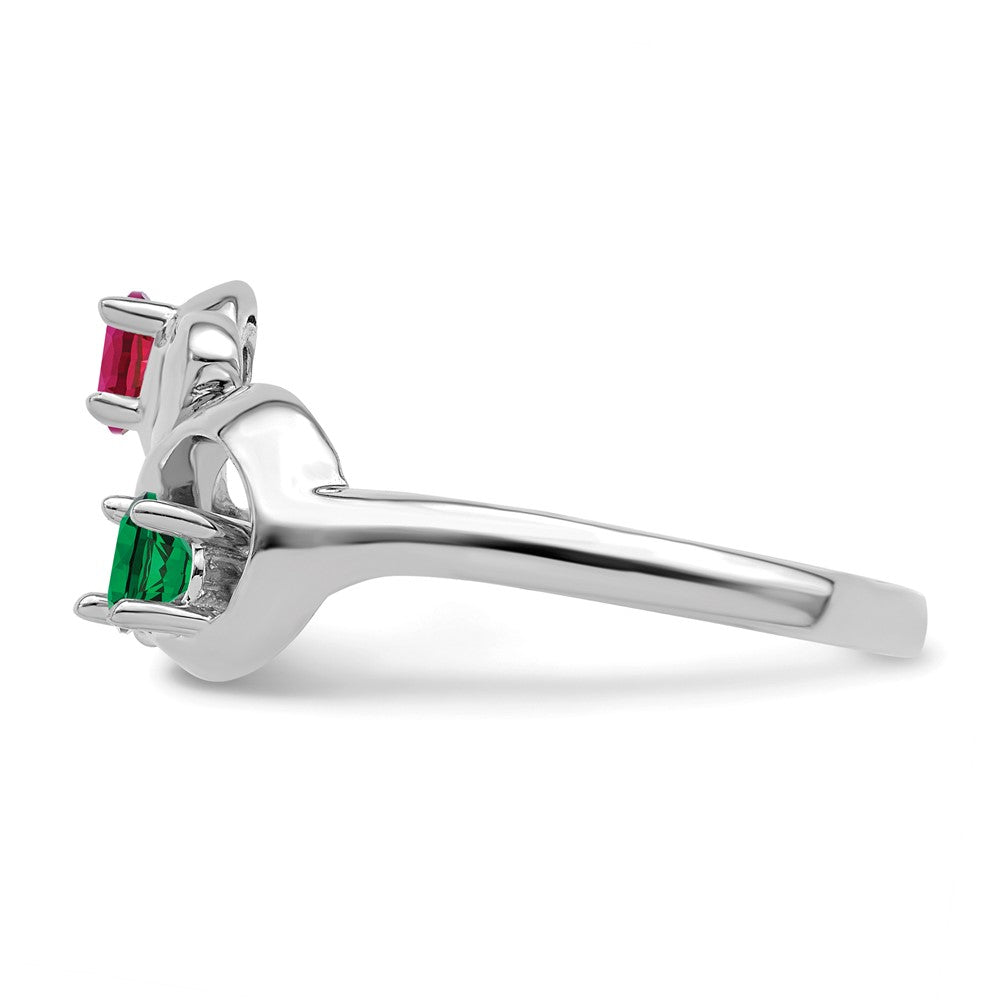 14k White Gold Genuine 2 Stone Mother's Ring