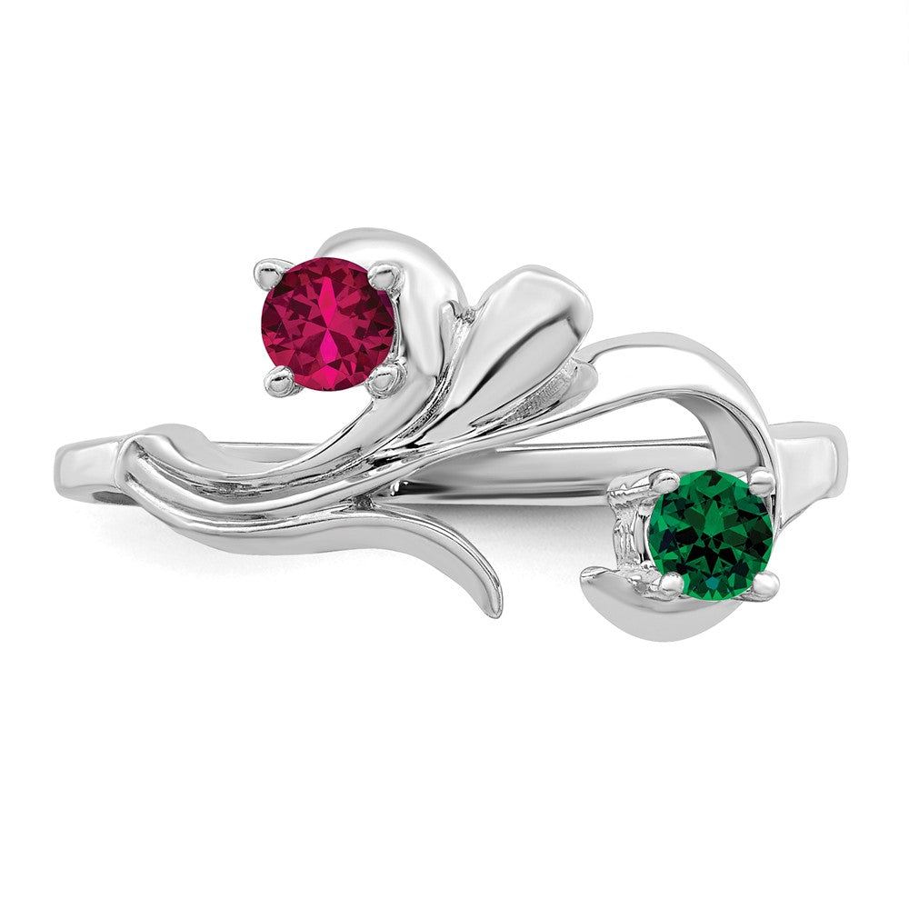 14k White Gold Synthetic Family Jewelry Ring