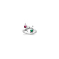 14k White Gold Genuine 2 Stone Mother's Ring