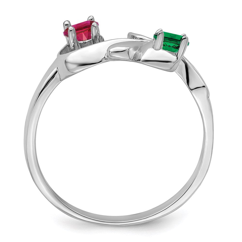 14k White Gold Genuine 2 Stone Mother's Ring