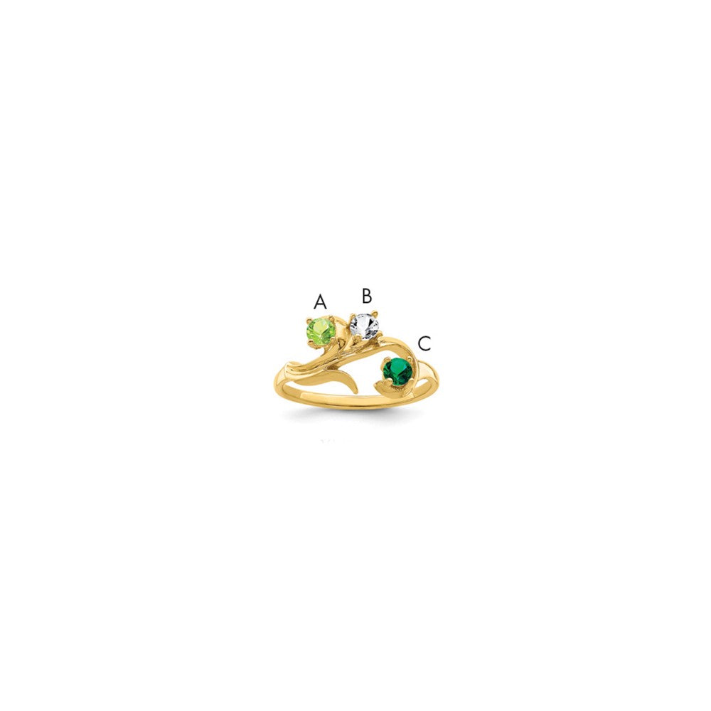 14k Polished 3-Stone Mothers Ring Mounting