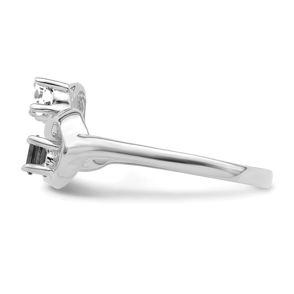 14k White Gold Polished 3-Stone Mothers Ring Mounting