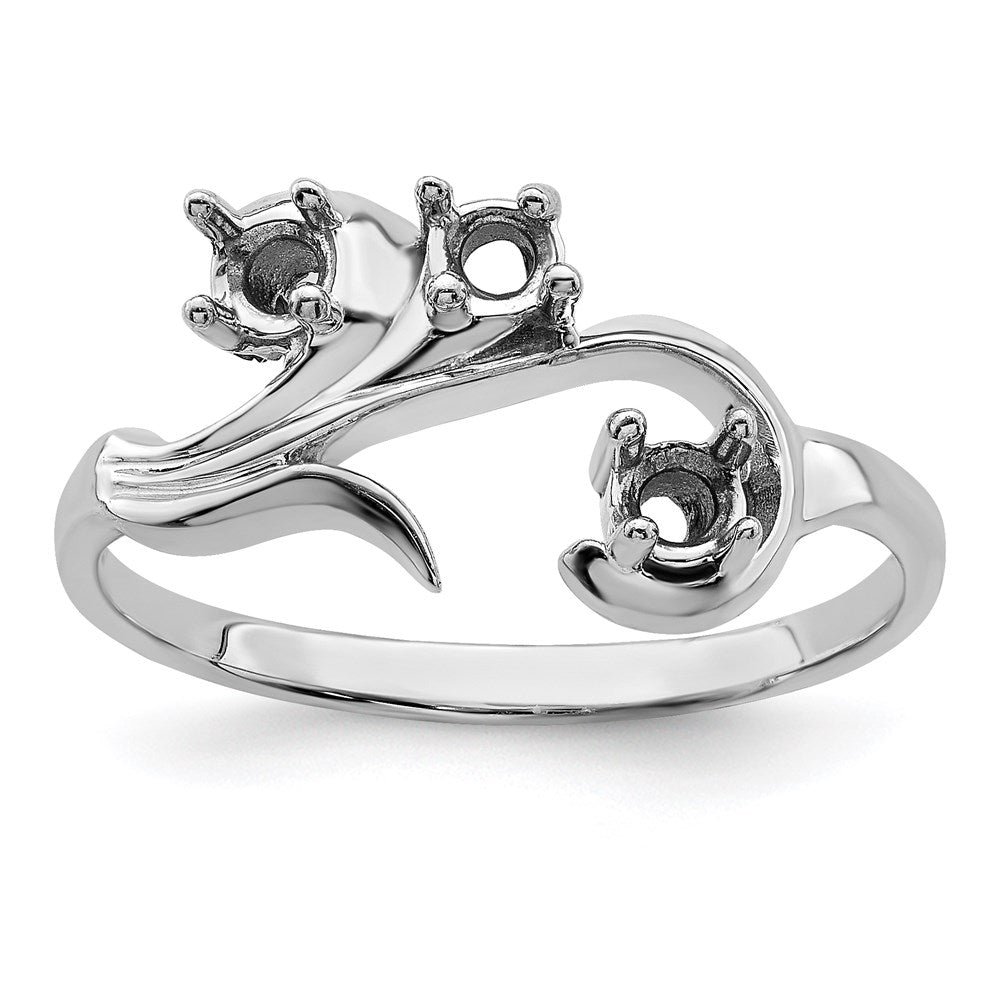 14k White Gold Genuine 3 Stone Mother's Ring