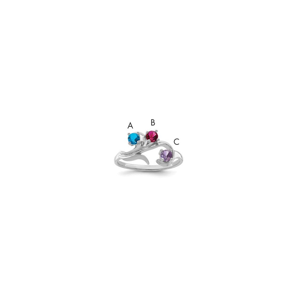 14k White Gold Polished 3-Stone Mothers Ring Mounting